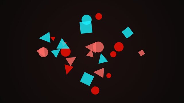 Abstract geometric shapes animation with floating circles squares and triangles in motion