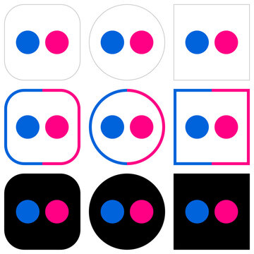 Flickr logo set. flickr icon buttons, social media icons , social networking logo , community platform