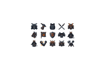 Medieval Heraldry and Weapon Icons Collection. © Denggung99
