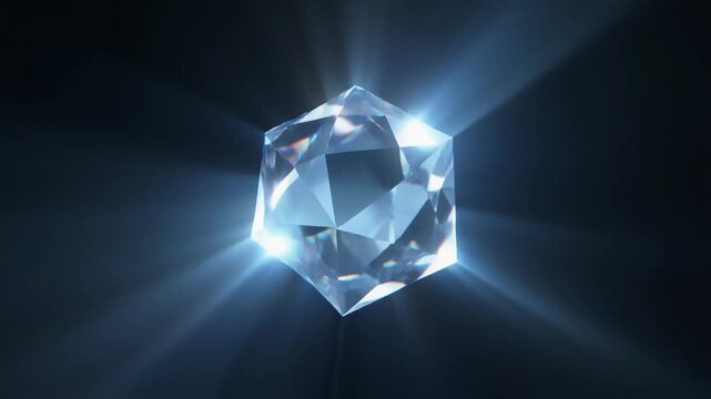 Icy Blue Crystalline Light Facets Rotating, Cool Elegant Background
