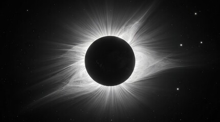 Fototapeta premium Total Solar Eclipse with Visible Solar Corona and Stars.