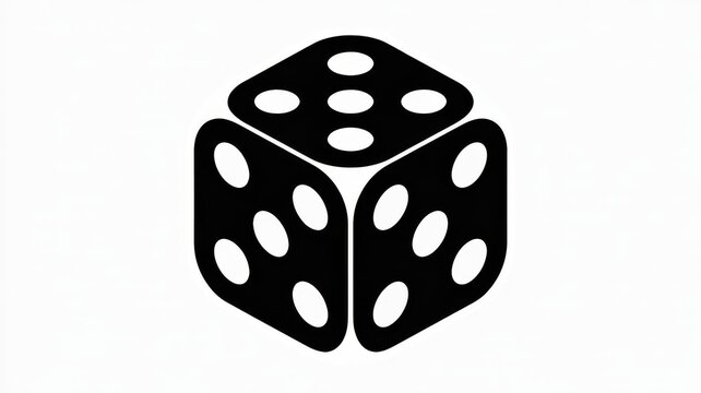 Black die with white dots on a white background