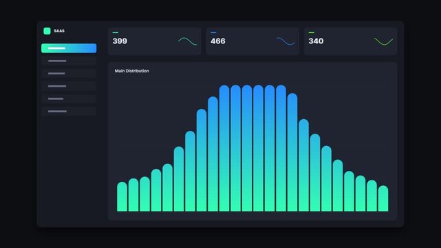 Data analytics dashboard interface showing a dynamic bar chart with gradient blue color scheme