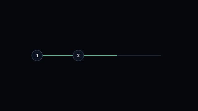 4 step timeline animation with glowing green nodes