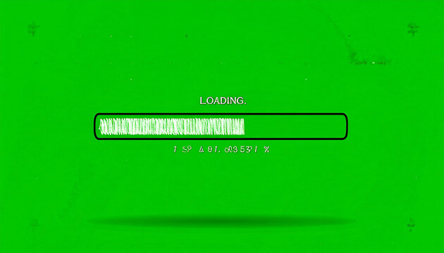 Loading progress bar on a green screen background with percentage indicator, digital concept, graphic design