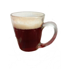 Naklejka premium Isolated Glass Mug of Dark Stout or Ale Beer with Thick Creamy Foam Head