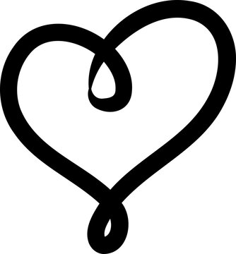 Abstract Swirl Loop Heart Line Art Vector Isolated on Transparent Background