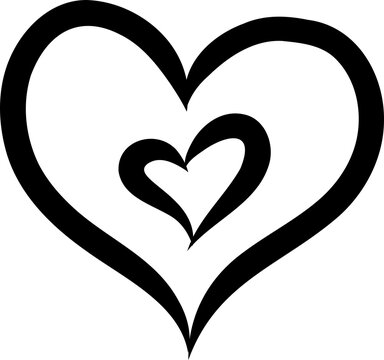 Heart within a Heart Line Art Vector Isolated on Transparent Background