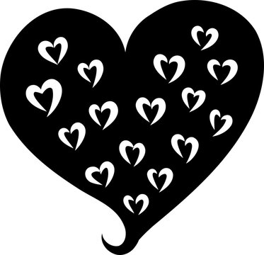 Black Heart Silhouette Filled with Small Heart Patterns Vector