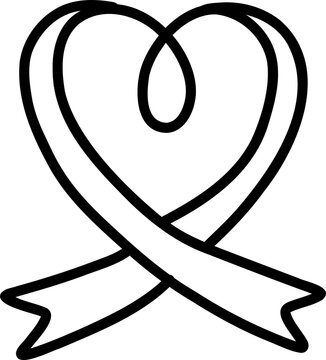 Ribbon Loop Heart Line Art Vector Isolated on Transparent Background