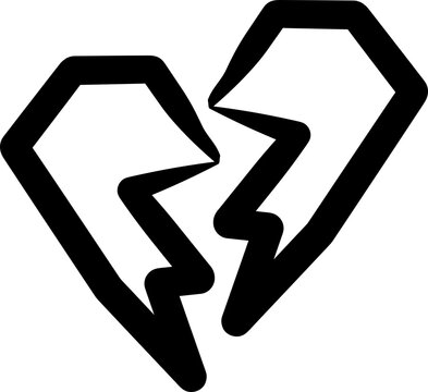 Geometric Broken Heart Line Art Vector Isolated on Transparent Background