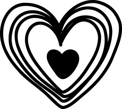 Black Heart Line Art Abstract Concentric Heart Vector Graphic