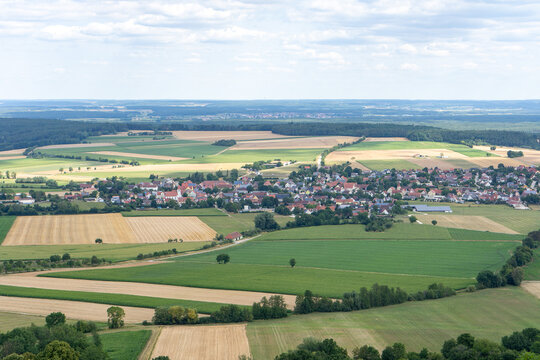 View of Ehingen from Hesselberg in Franconia, Bavaria, Germany
