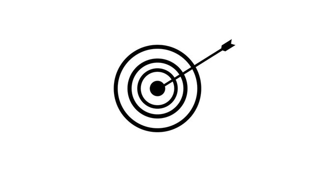 Arrow hitting the center of target animation, Animated of target and success business concept. target icon with business goals achievement.