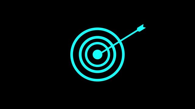 Arrow hitting the center of target animation, Animated of target and success business concept. target icon with business goals achievement.