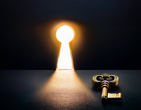  Key with Dramatic Light in Keyhole Shape