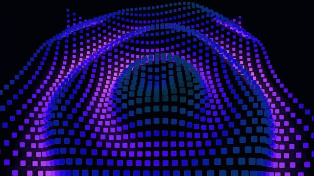 3D Magenta Quantum Pixel Grid Undulating Wave Motion Loop

