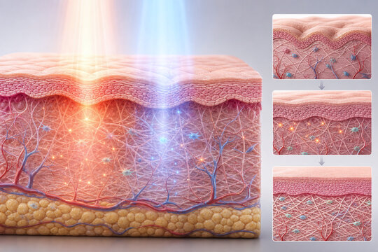 Skin Rejuvenation Cross Section With Rising Collagen Density