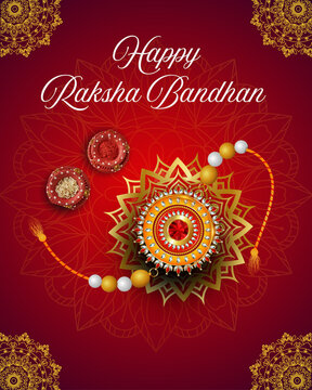Raksha Bandhan Red and Gold Traditional Greeting Poster
