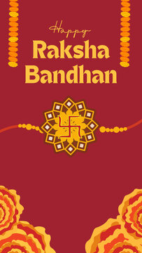 Raksha Bandhan Red and Yellow Traditional Greeting Poster Story