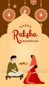 Raksha Bandhan Red and Brown Traditional Greeting Poster Story