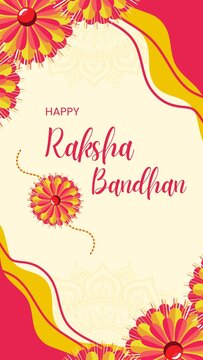 Raksha Bandhan Pink and Yellow Traditional Greeting Poster Story