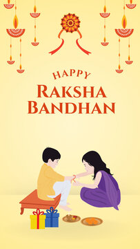 Raksha Bandhan Red and Orange Colorful Greeting Poster Story