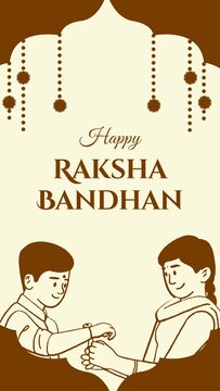 Raksha Bandhan Brown and Cream Simple Greeting Poster Story