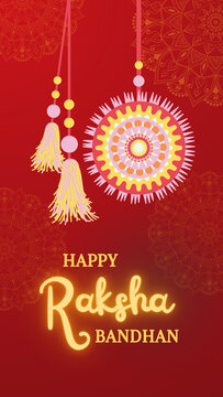 Raksha Bandhan Red and Yellow Vibrant Greeting Poster Story