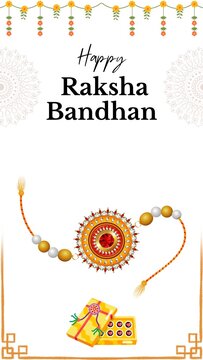 Raksha Bandhan White and Gold Illustrated Greeting Poster Story