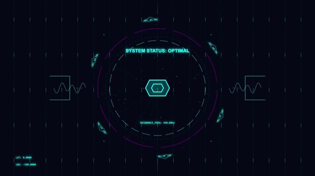 Futuristic Digital HUD Interface Displaying System Status