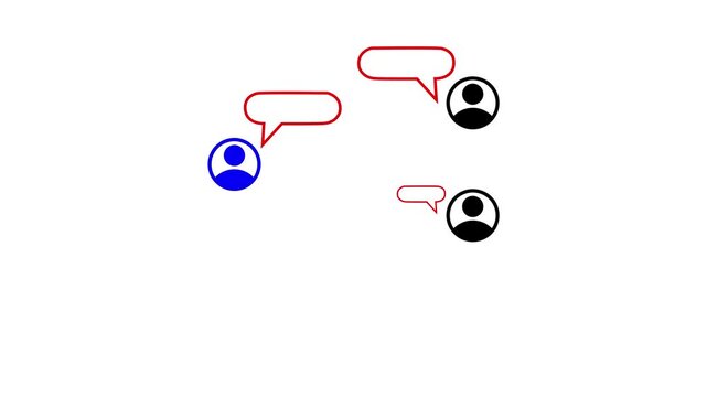 Group of people communicating via speech bubbles chat social network connection concept flat design.