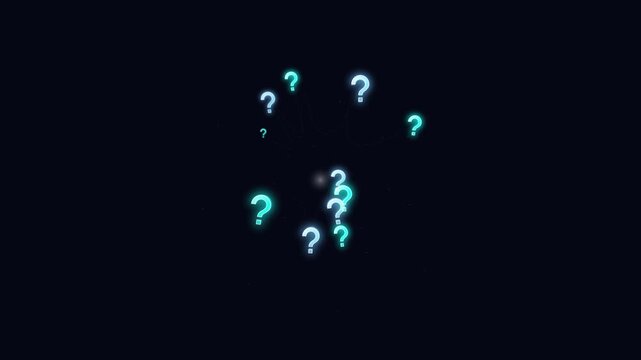 Glowing Neon Question Marks Rotating Animation