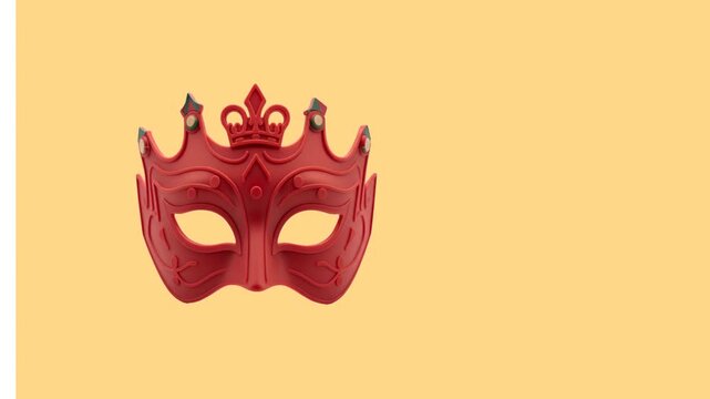 Illustrazione animata con elegante maschera per eventi mondani con effetto movimento e sfondo colorato