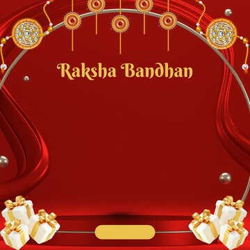 Raksha Bandhan Red and Gold Decorative Greeting Poster