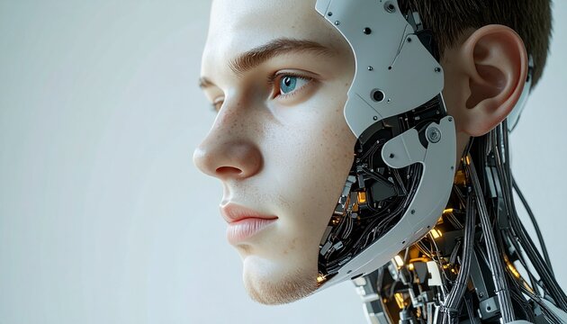 Close-up of a Humanoid Robot with Visible Internal Mechanisms.