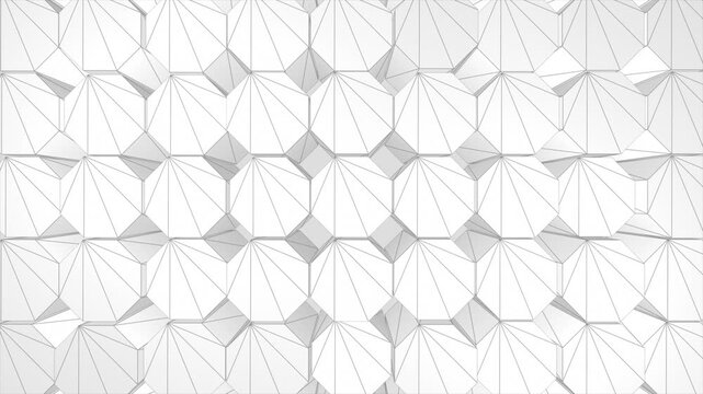White   color multiple wiggling octagonal shapes 3d hexagon design geometrical background