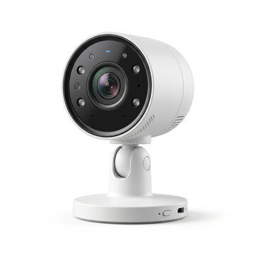Modern smart security camera isolated on a white background