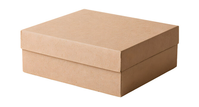 Recycled kraft paper brown box isolated on a white backdrop for product display