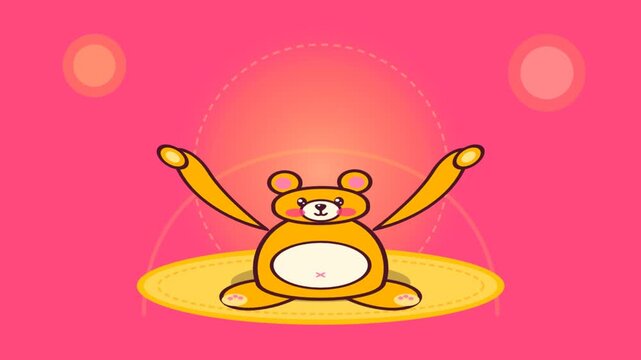 Kawaii Bear Character Doing Squash and Stretch Animation for Streaming