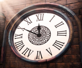 Obraz premium Big dark brick tower clock