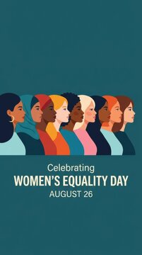 Diverse group of women in profile view celebrating women equality day on august 26