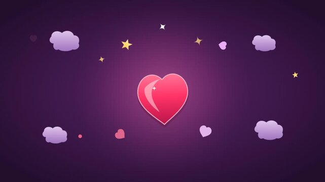 Pink Heart Animation with Floating Clouds for Cozy VTuber Stream Alerts