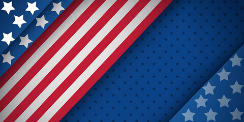 Fototapeta premium American Flag Inspired Diagonal with Stars and Stripes Pattern 