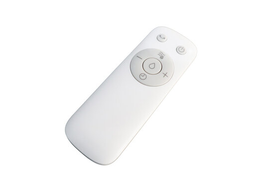 White electronic remote control with function buttons isolated on a white