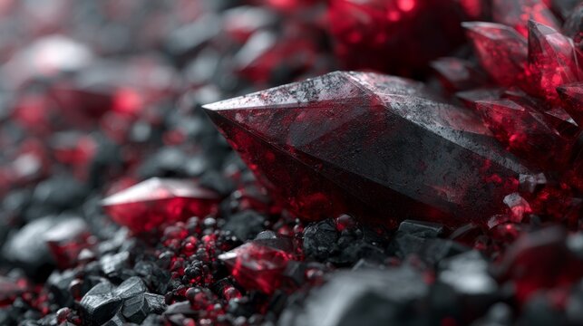 Vibrant Red and Dark Crystal Formation