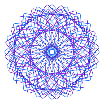 Deep Ocean Blue Star Spirograph Cool Tone Geometric Pattern Transparent Background