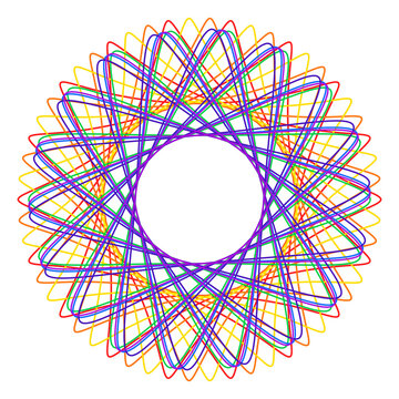 Twelve Point Rainbow Star Spirograph Polygon Geometric Transparent Background
