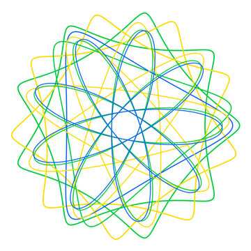 Tropical Mandala Spirograph Green Yellow Blue Summer Vibe Transparent Background