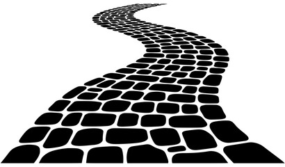Winding cobblestone path black and white isolated minimalist vector illustration © MDShahinuddin